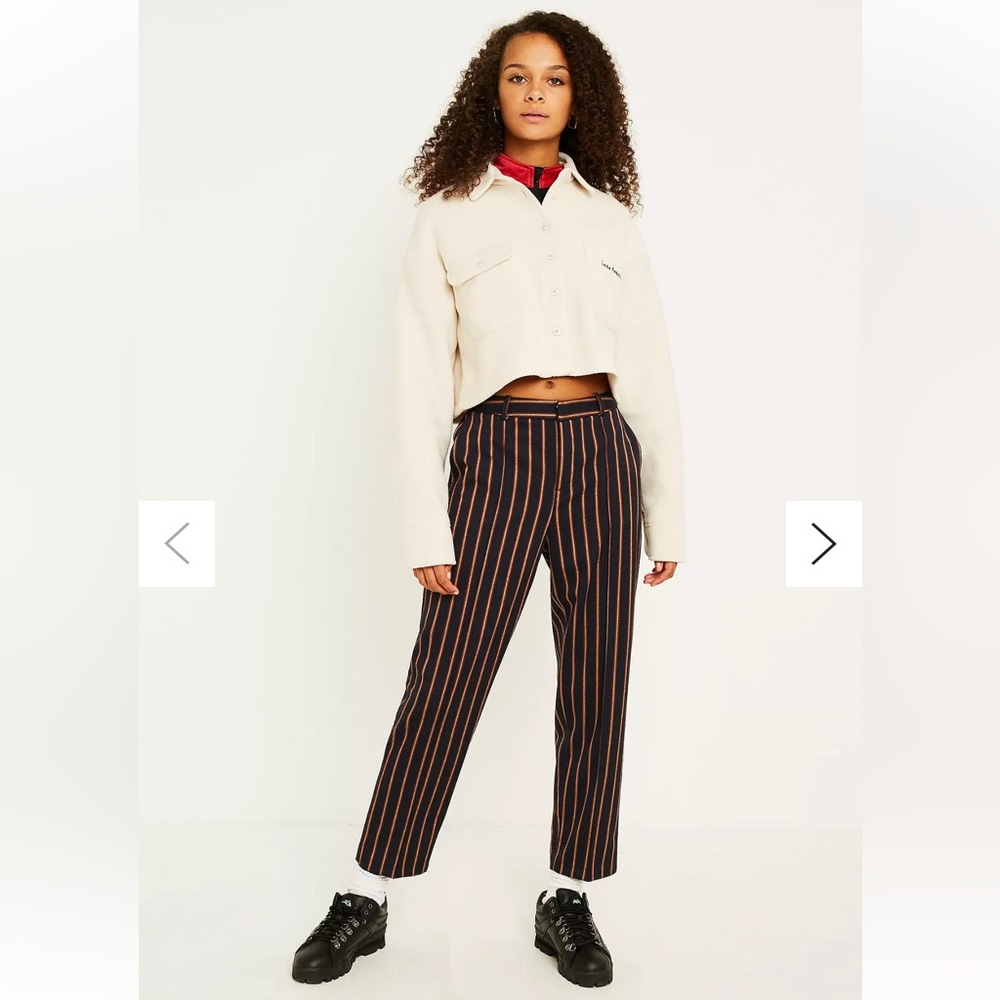 Dana Striped Mid-Rise Trouser Pant Size Medium Bikercore Grunge